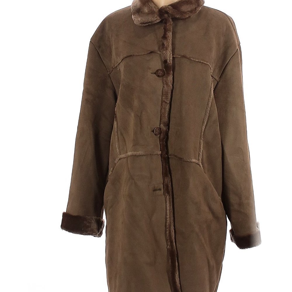 Faux Shearling Trench Coat